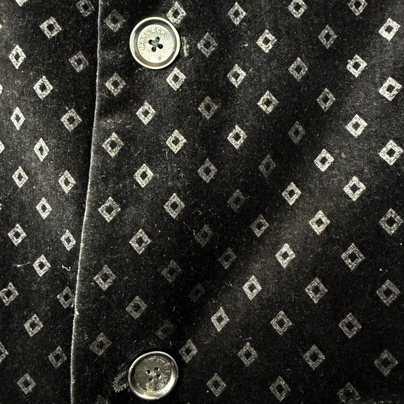 Marc Ecko Cut & Sew Mens Black Velvet Geometric Diamond Blazer Jacket Size M - Picture 3 of 11